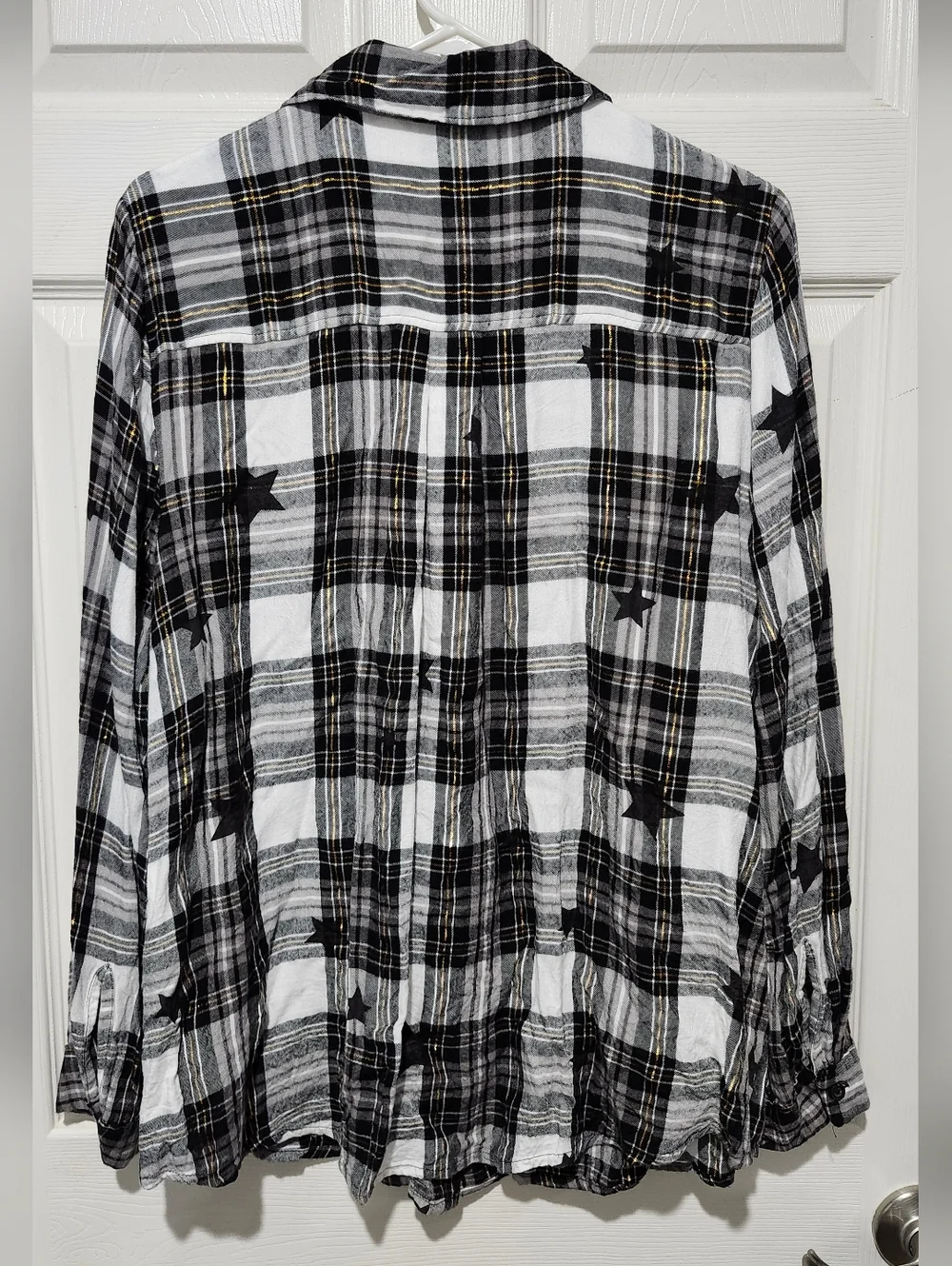 Lane Bryant Flannel Twilight Star Plaid No-Peek Button-Front Top Size 14/16